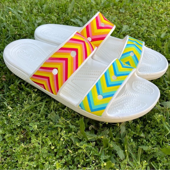 CROCS CLASSIC FESTIVAL VIBES SANDALS slides WHITE limited edition size 13 - Picture 6 of 6